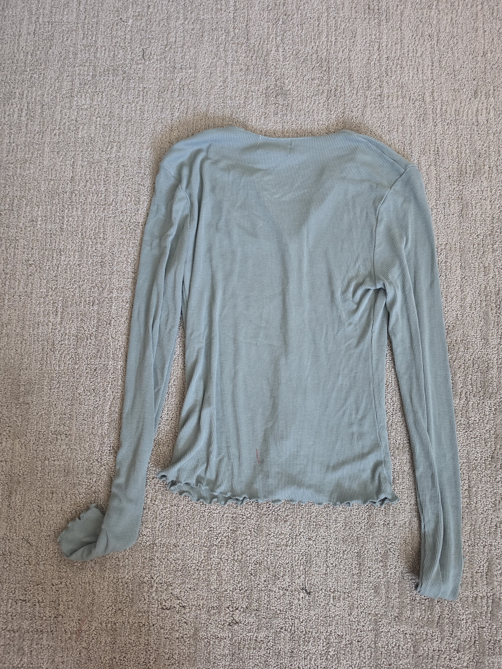 Universal Thread Light Sage Ribbed Button-Front Long Sleeve Top - Picture 3 of 4